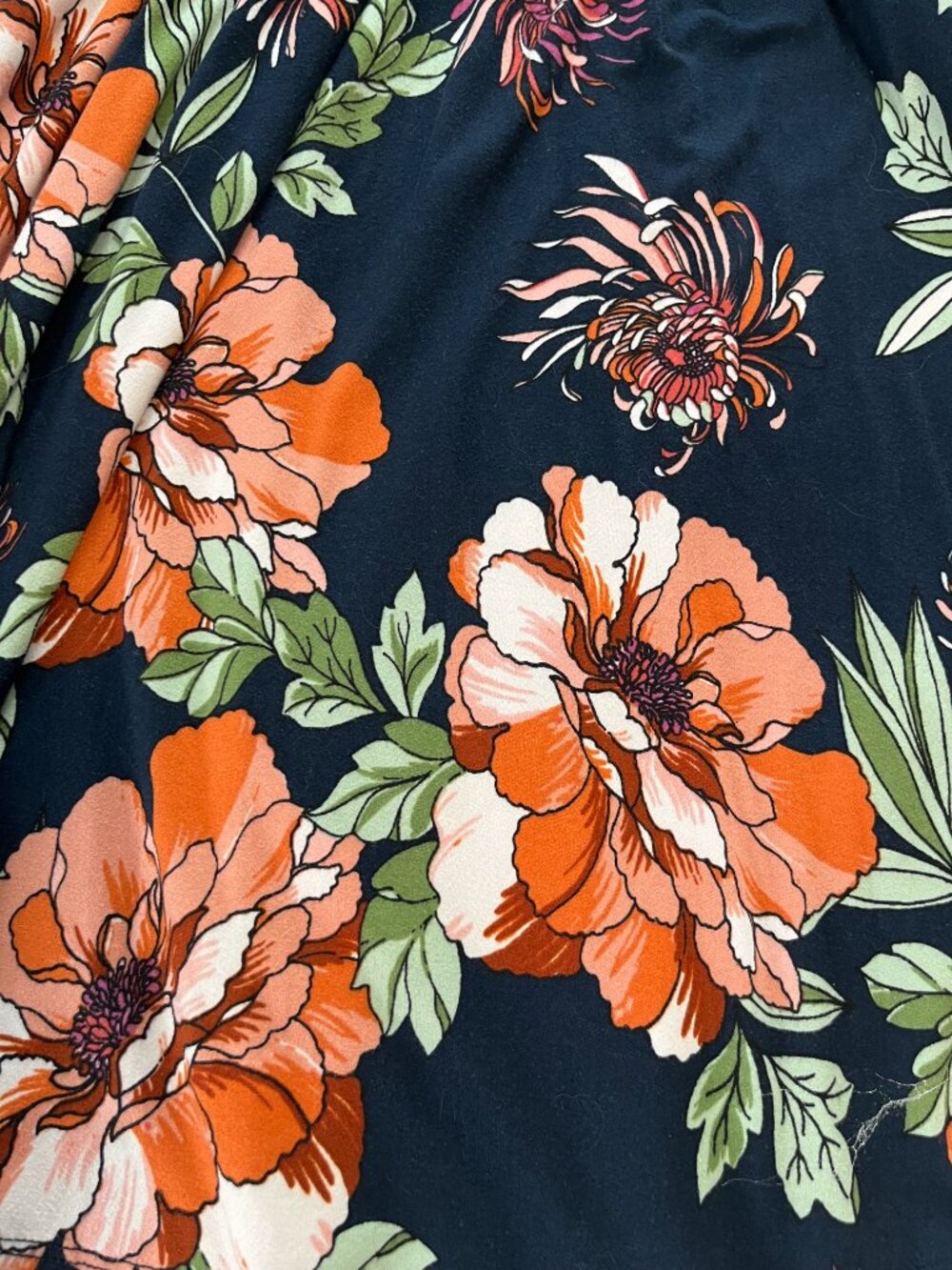 French Grey Navy Floral Print Sleeveless Dress - Picture 2 of 5
